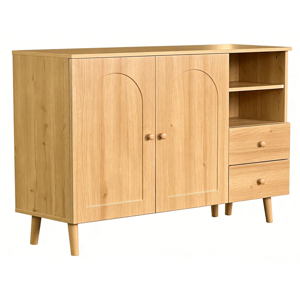 SIDEBOARD 118/35/82 cm Natur aus MDF und Holzwerkstoff mit Türen und Schubladen - Naturfarben, Holzwerkstoff (118/82/35cm) - OKWISH