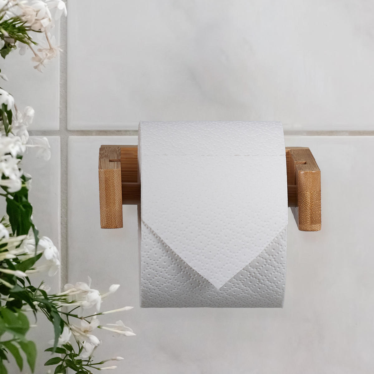 2-TLG.TOILETTENPAPIERHALTER-SET - Hellbraun, Holz (14/43/14cm) - Relaxdays