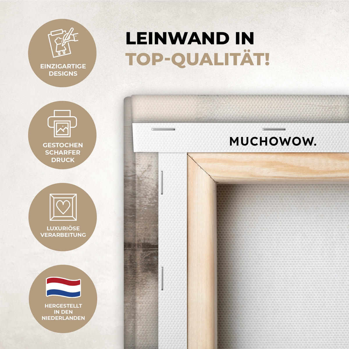 LEINWANDBILD Moderne Kunst - Abstrakt - Beige 30x20 cm - Beige, Textil (30/20cm) - MuchoWow