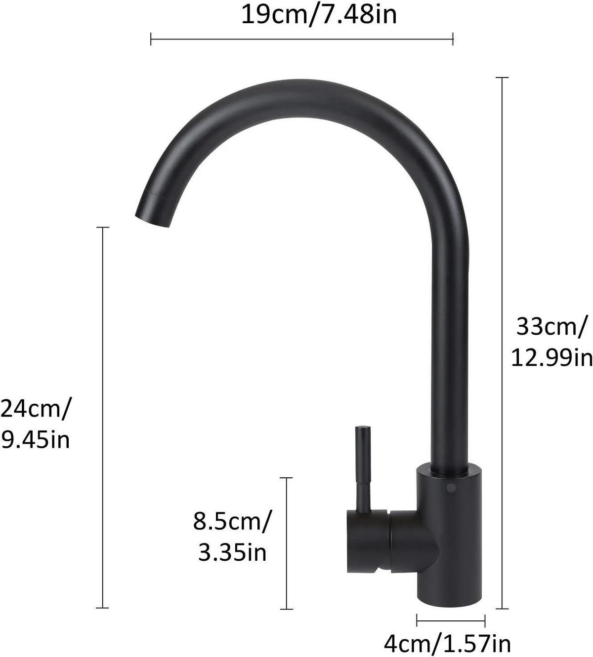 KÜCHENARMATUR Susanne - Schwarz, Metall (6/33/19cm) - Nettlife