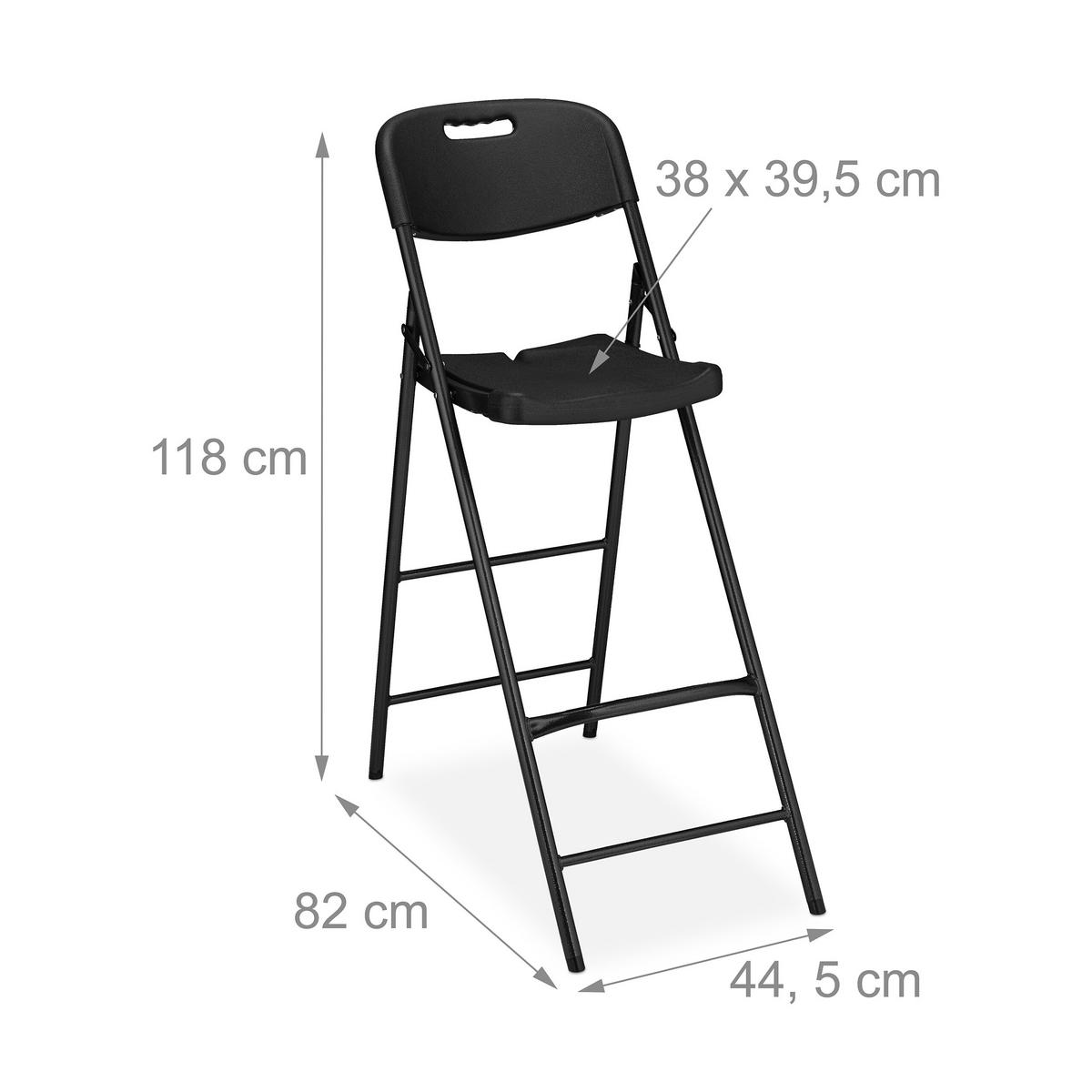 2XBARHOCKER - Schwarz, Kunststoff/Metall (44.5/118/82cm) - Relaxdays