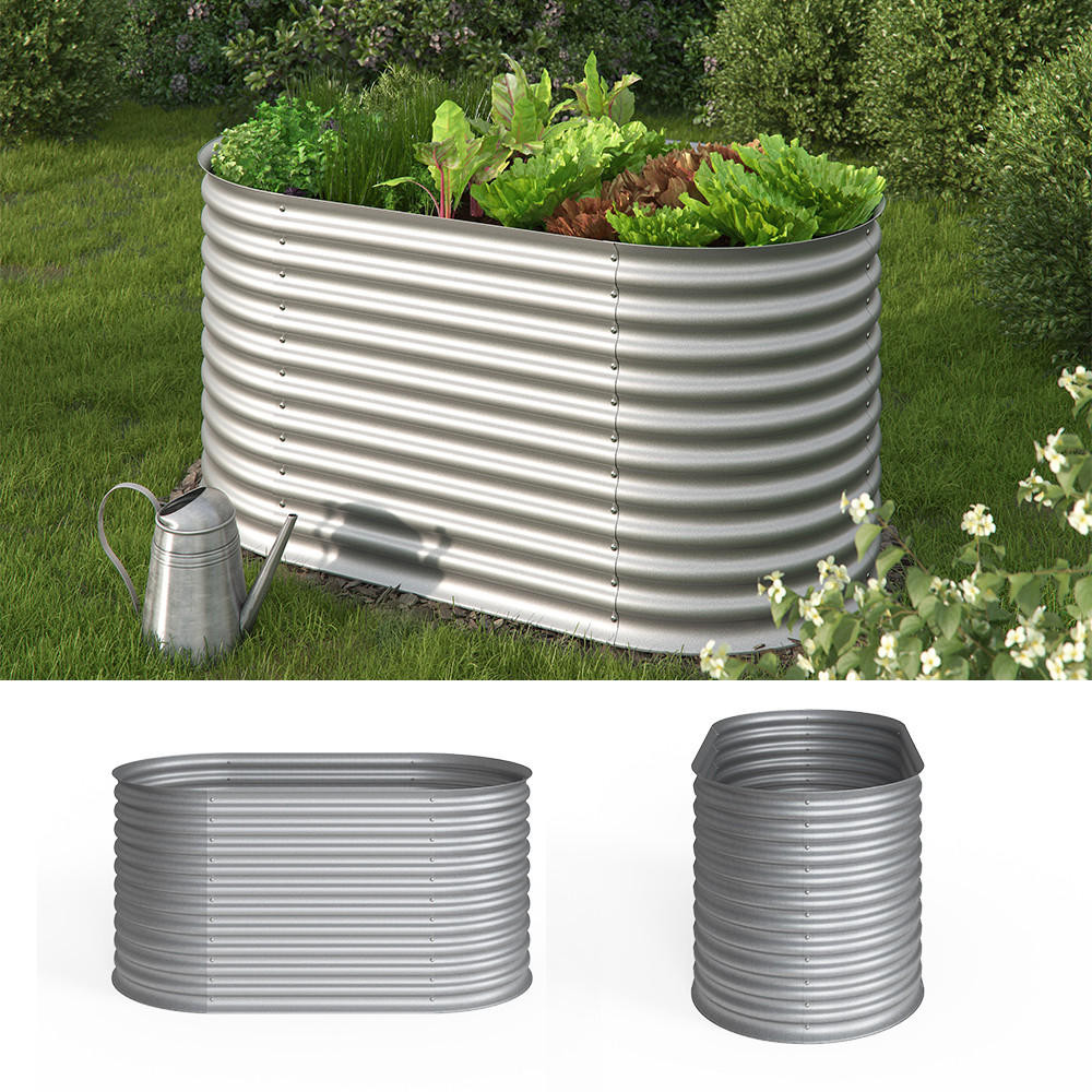 HOCHBEET Silber 160 x 82 cm - Silberfarben, Metall (160/80/82cm) - OK-Living