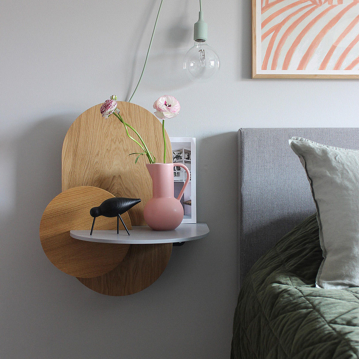 NACHTSTAND ALBA mit versteckter Aufbewahrung Oval - Walnussfarben, Holz (60/55/45cm) - Woodendot