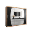 SCHWEBETÜRENSCHRANK 200/250/62 3-türig - Silberfarben/Schwarz, Holz/Kunststoff (250/200/62cm) - Abiks Möbel