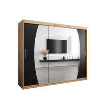 SCHWEBETÜRENSCHRANK 200/250/62 3-türig - Silberfarben/Schwarz, Holz/Kunststoff (250/200/62cm) - Abiks Möbel