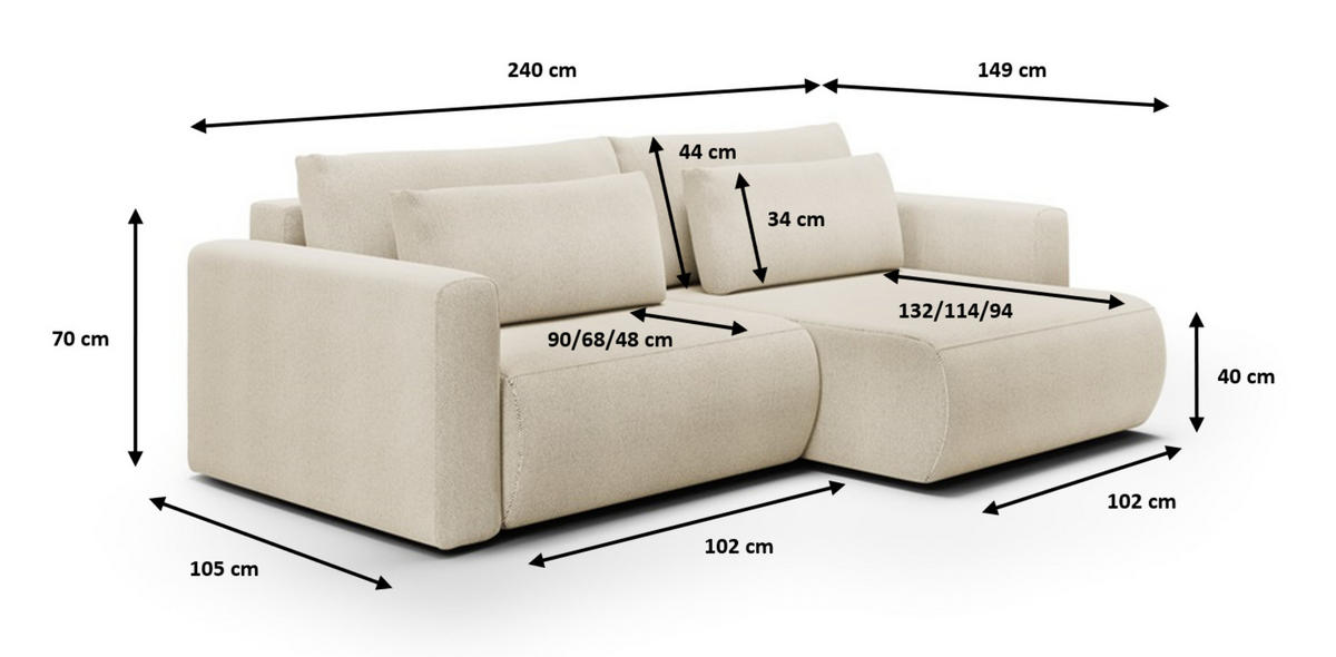 ECKSOFA mit Schlaffunktion 5-Sitzer Rot - Rot, Textil (240/149cm) - Furnisell