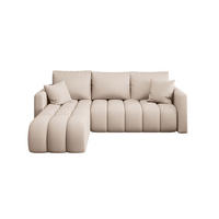 ECKSOFA GARDA links hellbeige Strickstoff Aragon 3 - Schlaffunktion, Bettkasten - Creme, Textil (230/150cm) - Cornero
