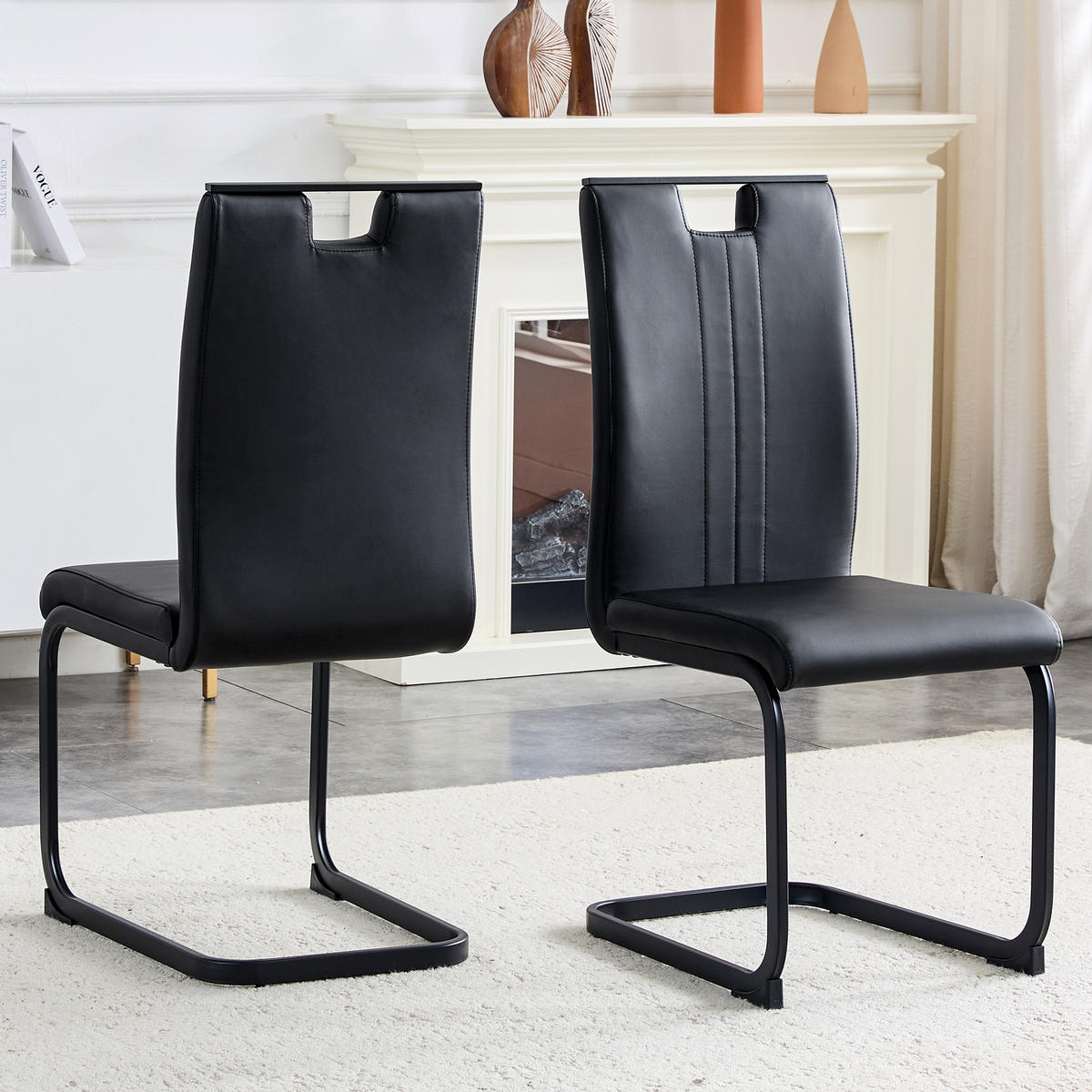 SCHWINGSTUHL DE-36785 2er-Set mit PU-Bezug und bogenförmigem Design Schwarz - Schwarz, Metall (40.5/98/52cm) - ComfortXL