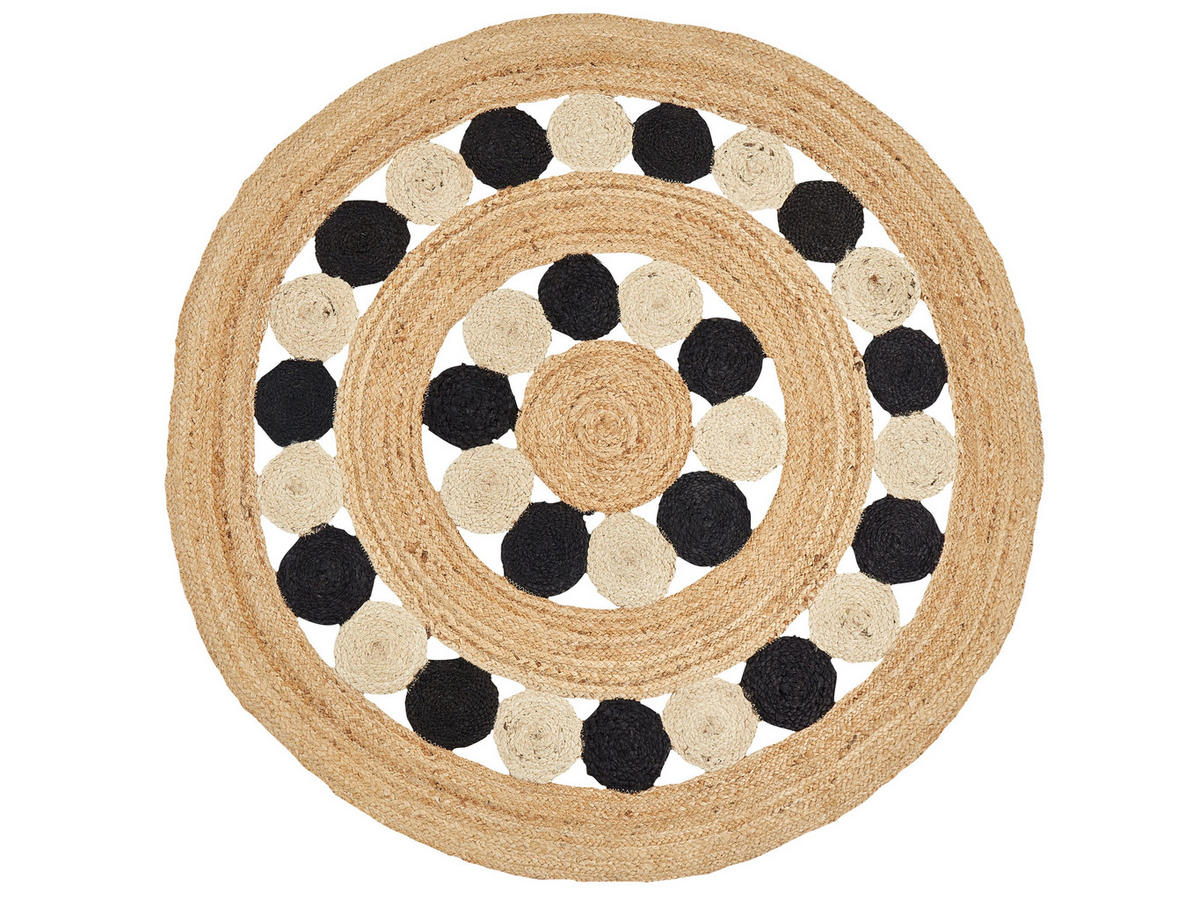 TEPPICH geflochten Hovit 140/140 cm - Beige, Naturmaterialen (140/140cm) - Beliani