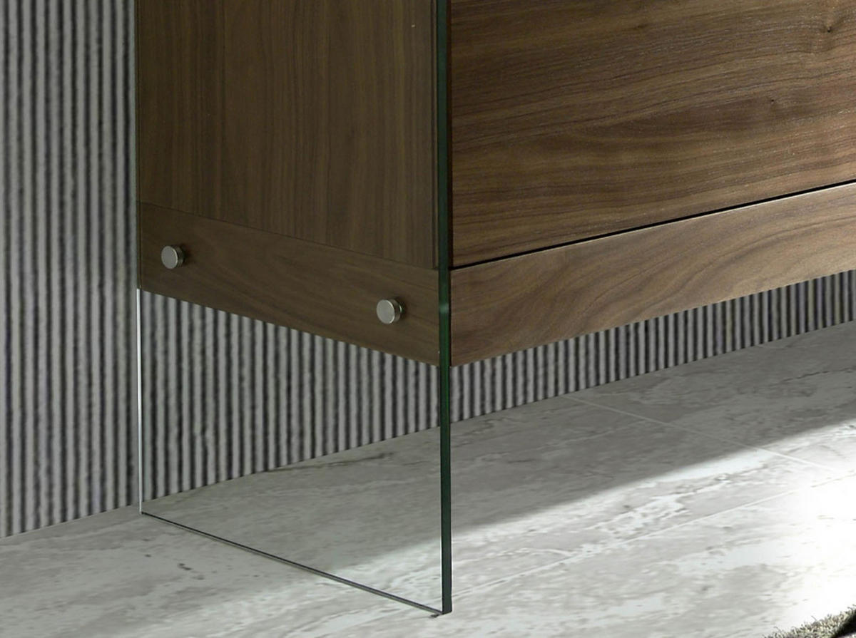 SIDEBOARD Sideboard Nussbaum und gehärtetes Glas 180/45/85 cm - Transparent/Walnussfarben, Glas/Holz (180/85/45cm) - ANGEL CERDA