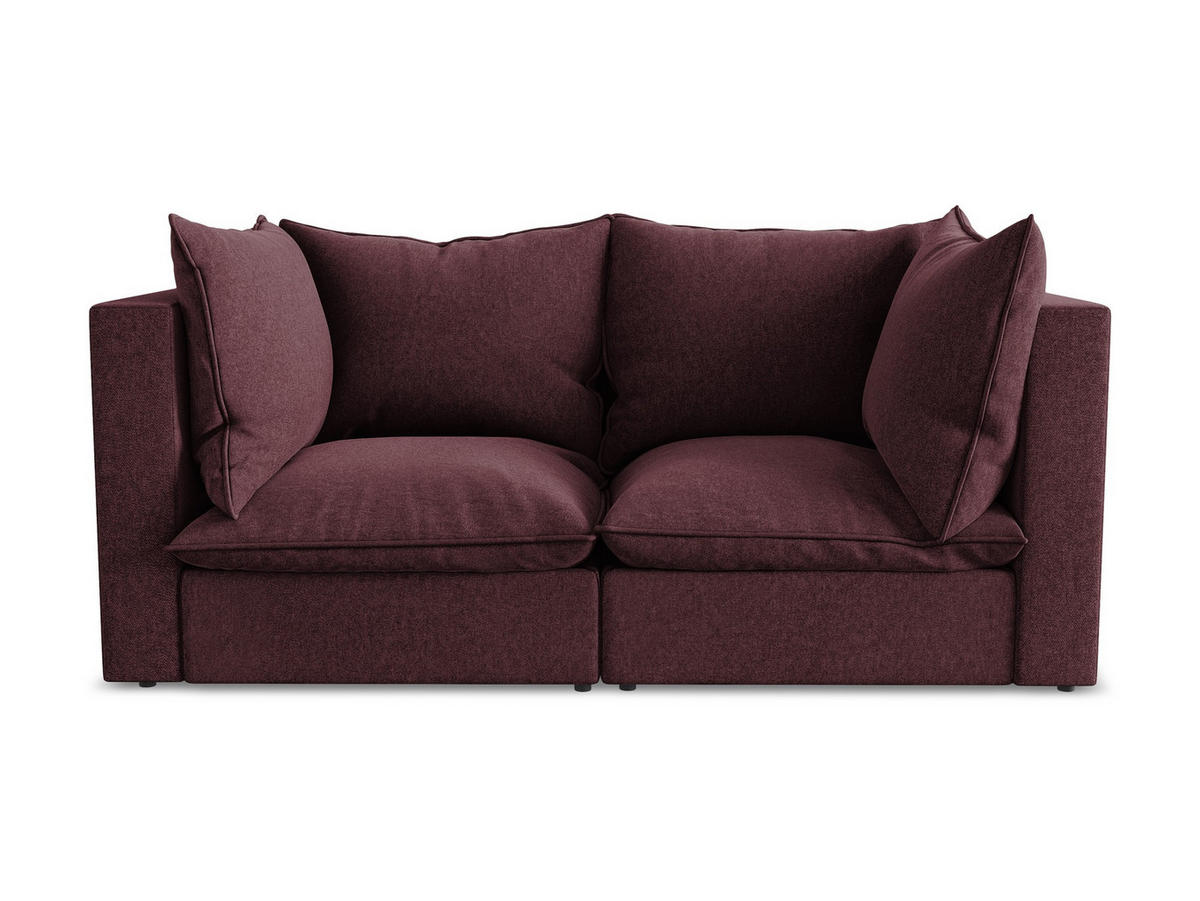 2-SITZER SOFA Samt Stoff Rot - Bordeaux/Schwarz, Holzwerkstoff/Kunststoff (180/77/90cm) - Makamii
