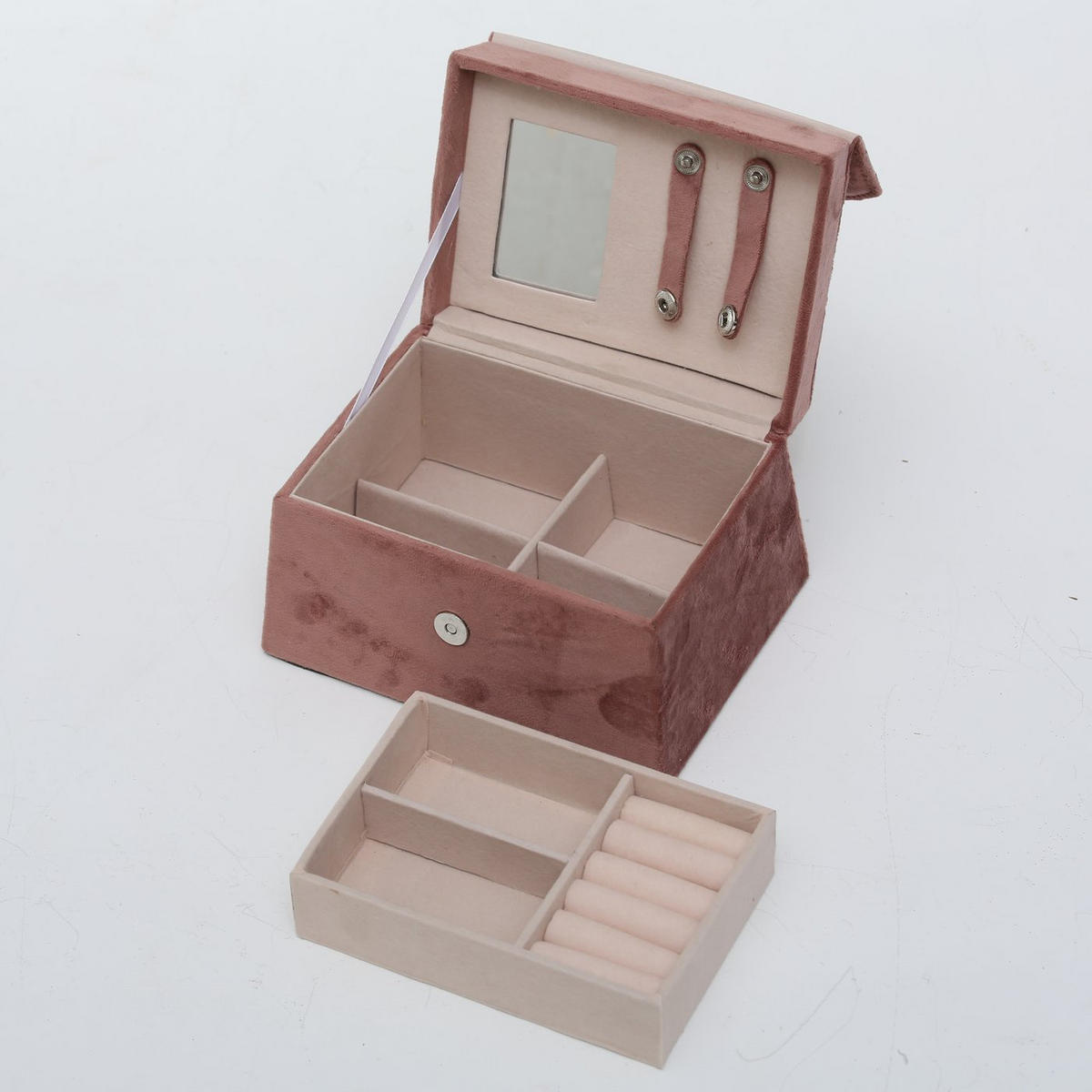 SCHMUCKSCHATULLE mit Spiegel Clea 17/12/18 cm - Rosa, Kunststoff (12/18/17cm) - Boltze Home