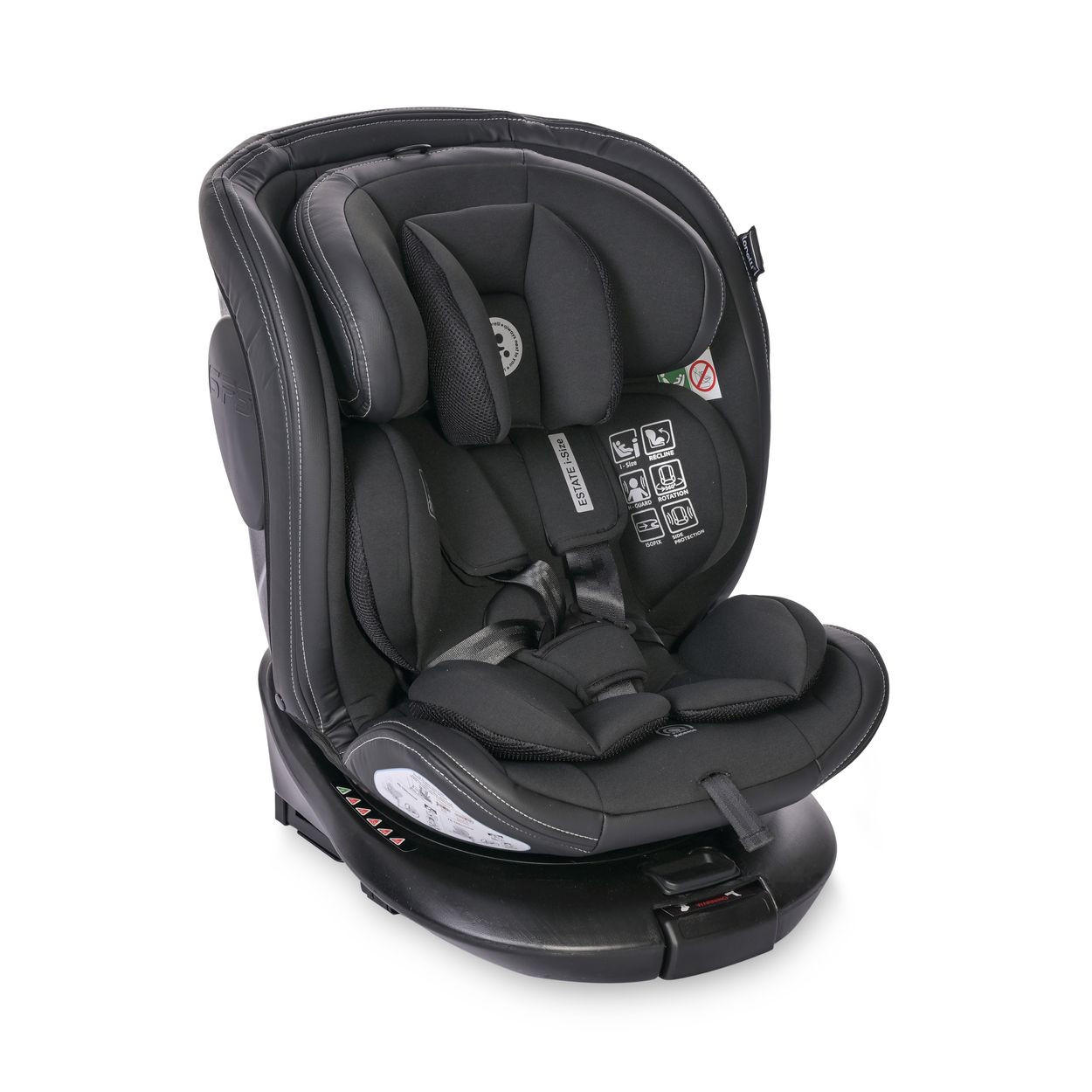 KINDERSITZ Estate i-Size schwarz (40-150cm) Isofix, Stützbein, Sitz 360° drehbar - Schwarz, Kunststoff (47/62/52cm) - Lorelli