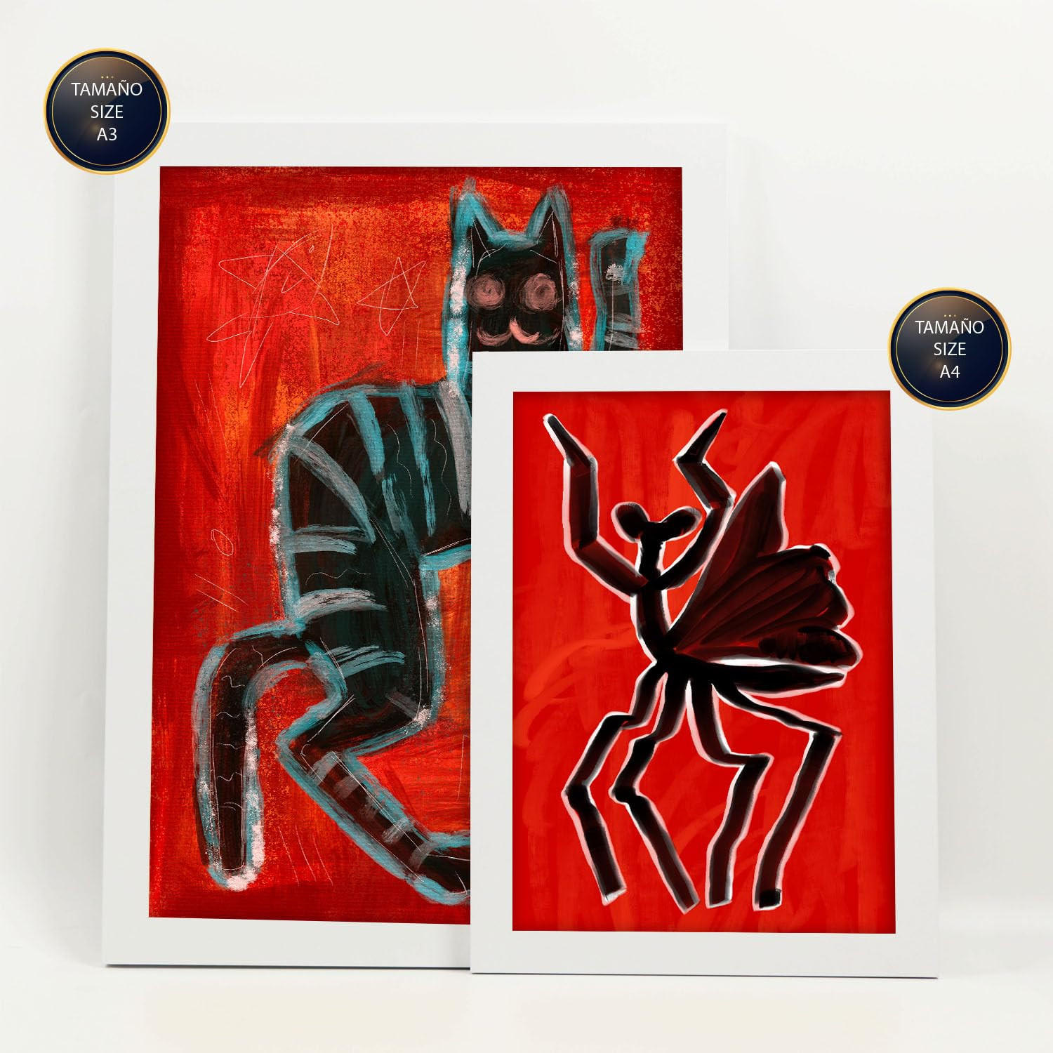 POSTER Set Mit 6 Kreaturen Frames 1 In Tiere Abstracts Ästhetische Dekorative Gemälde Für Ihr Wohnzimmer, Schlafzimmer, Zuhause A3 & A4 Weißer Rahmen - Weiß, Papier (29/3cm) - Nacnic