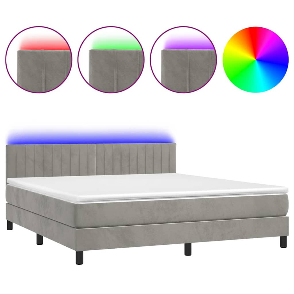 BOXSPRINGBETT 180/200 Cm Grau Samt - Grau, Textil (180/203cm) - vidaXL