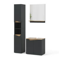 BADMÖBEL-KOMBINATION Marelle Anthrazit 3 Teile, mit Hochschrank - Anthrazit/Eiche Artisan, Holzwerkstoff (60/57/35cm) - Vicco