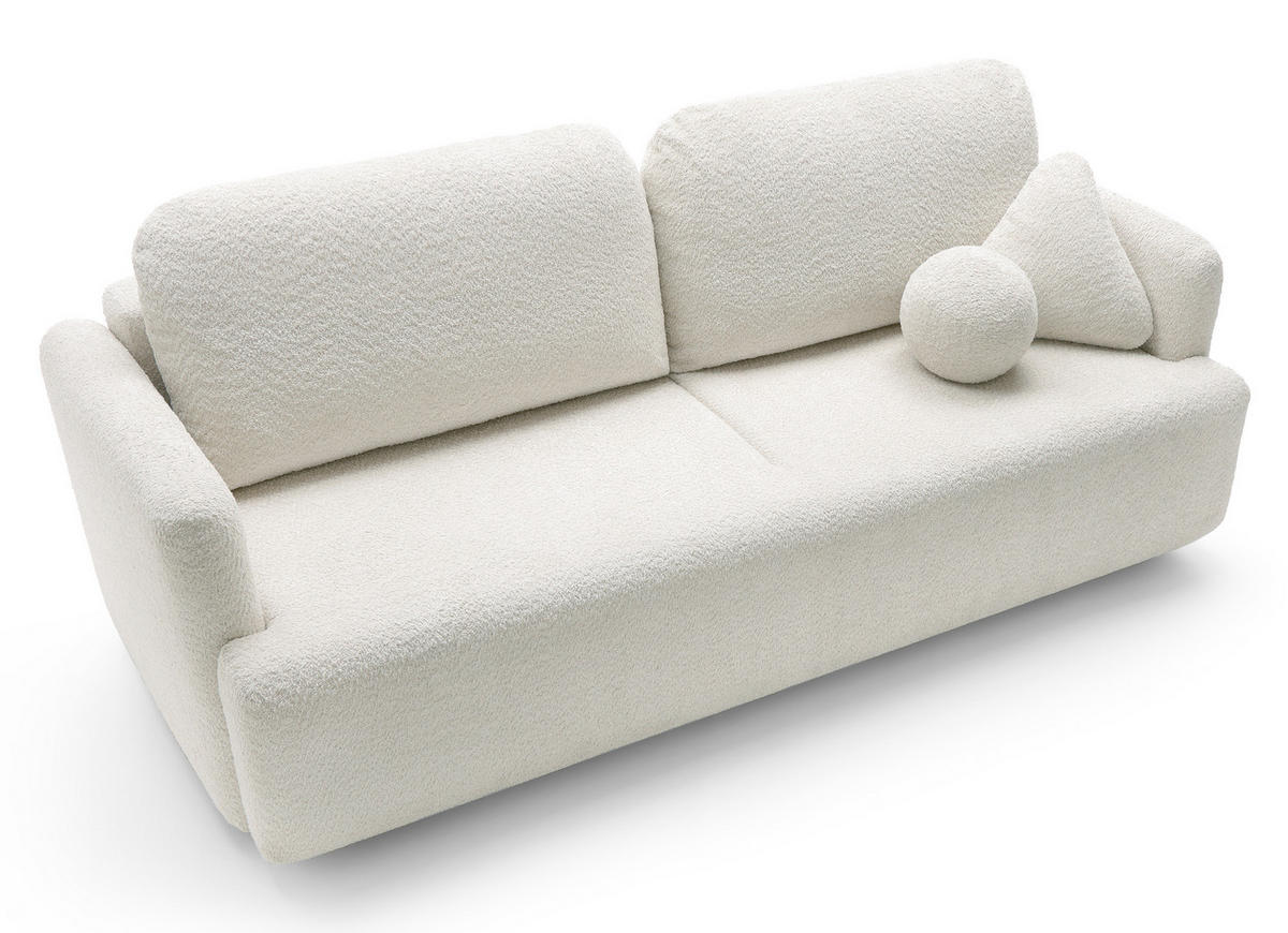 SCHLAFSOFA Lambina Cremeweiß Boucle - Creme/Schwarz, Kunststoff/Textil (227/92/104cm) - Selsey