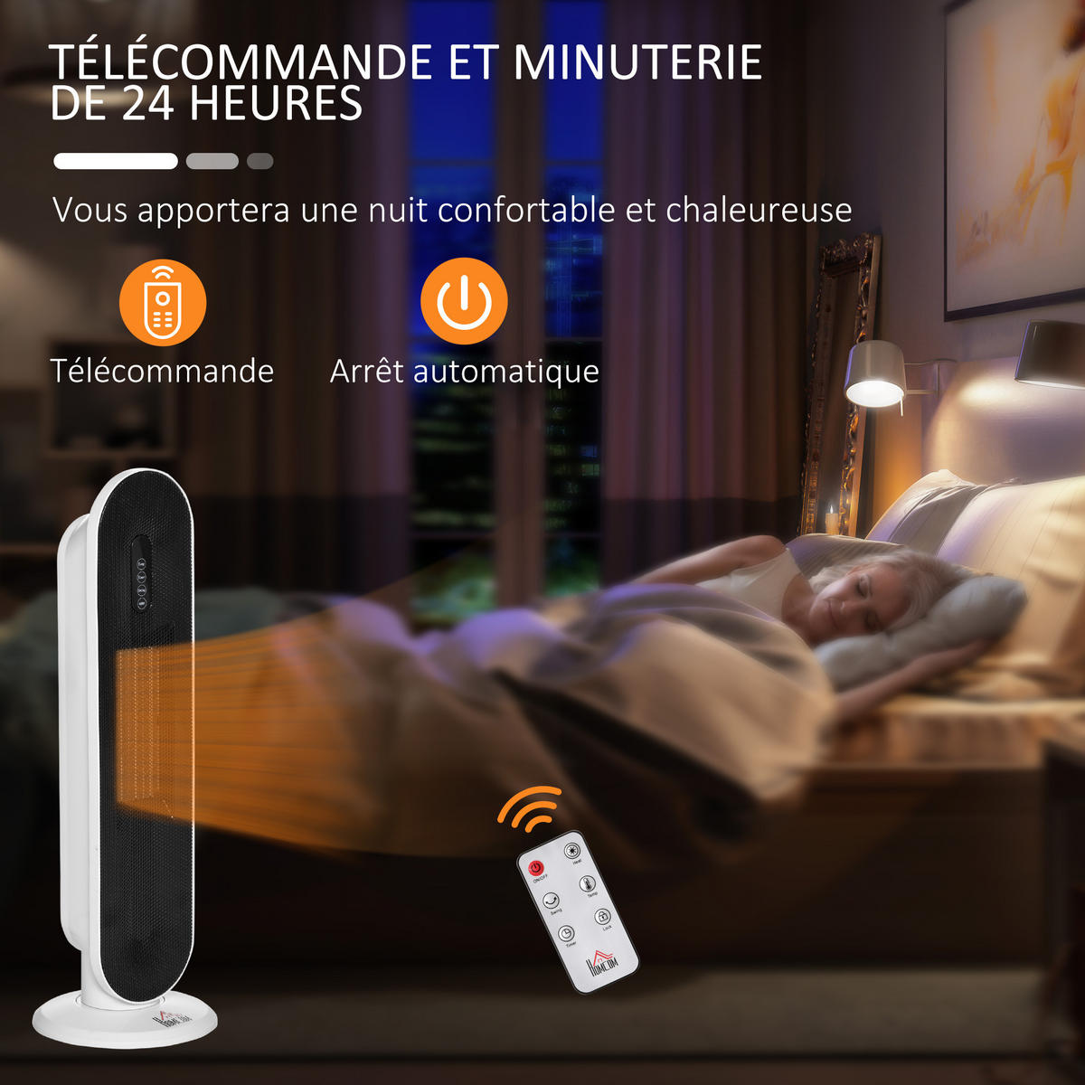 HEIZLÜFTER DE-17035 45° oszillierend PTC 1200/2000 W - Weiß, Kunststoff (21/63.5/21cm) - ComfortXL