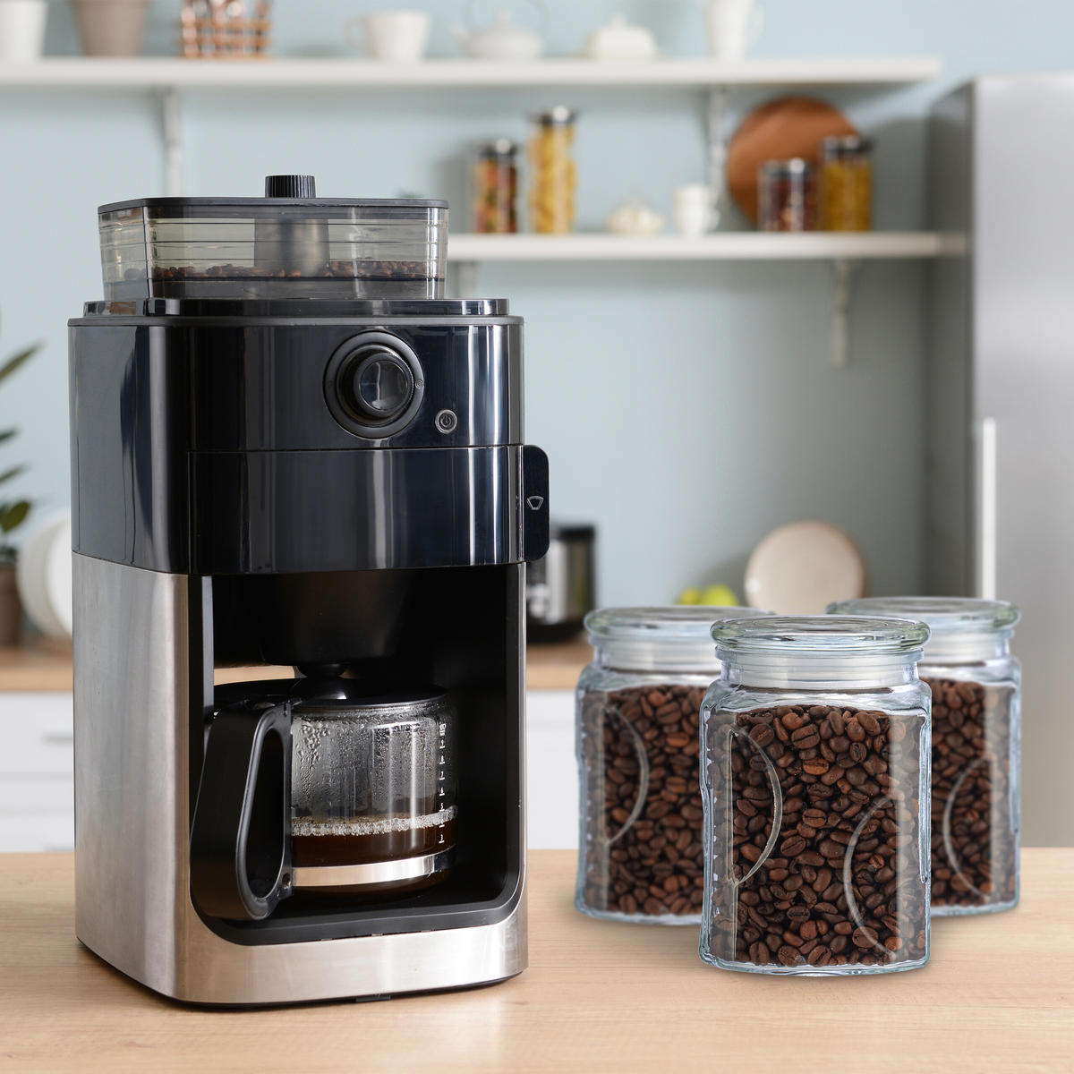 6XVORRATSGLAS - Transparent, Glas/Kunststoff (9.5/14.5/9.5cm) - Relaxdays