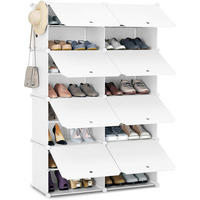 SCHUHREGAL mit 8 Fächern, Weiß - Weiß, Kunststoff/Metall (94/144/36.5cm) - Woltu