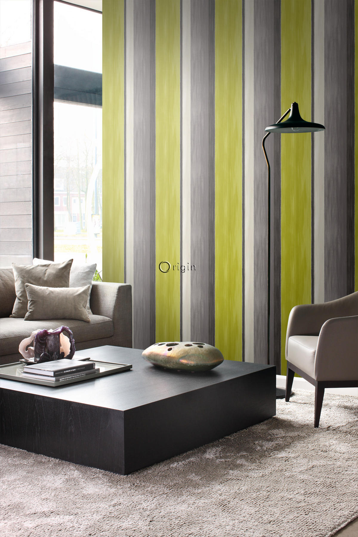 TAPETE Streifen 53 cm x 10.05 m - Gelb, Papier (53/1000cm) - Origin Wallcoverings