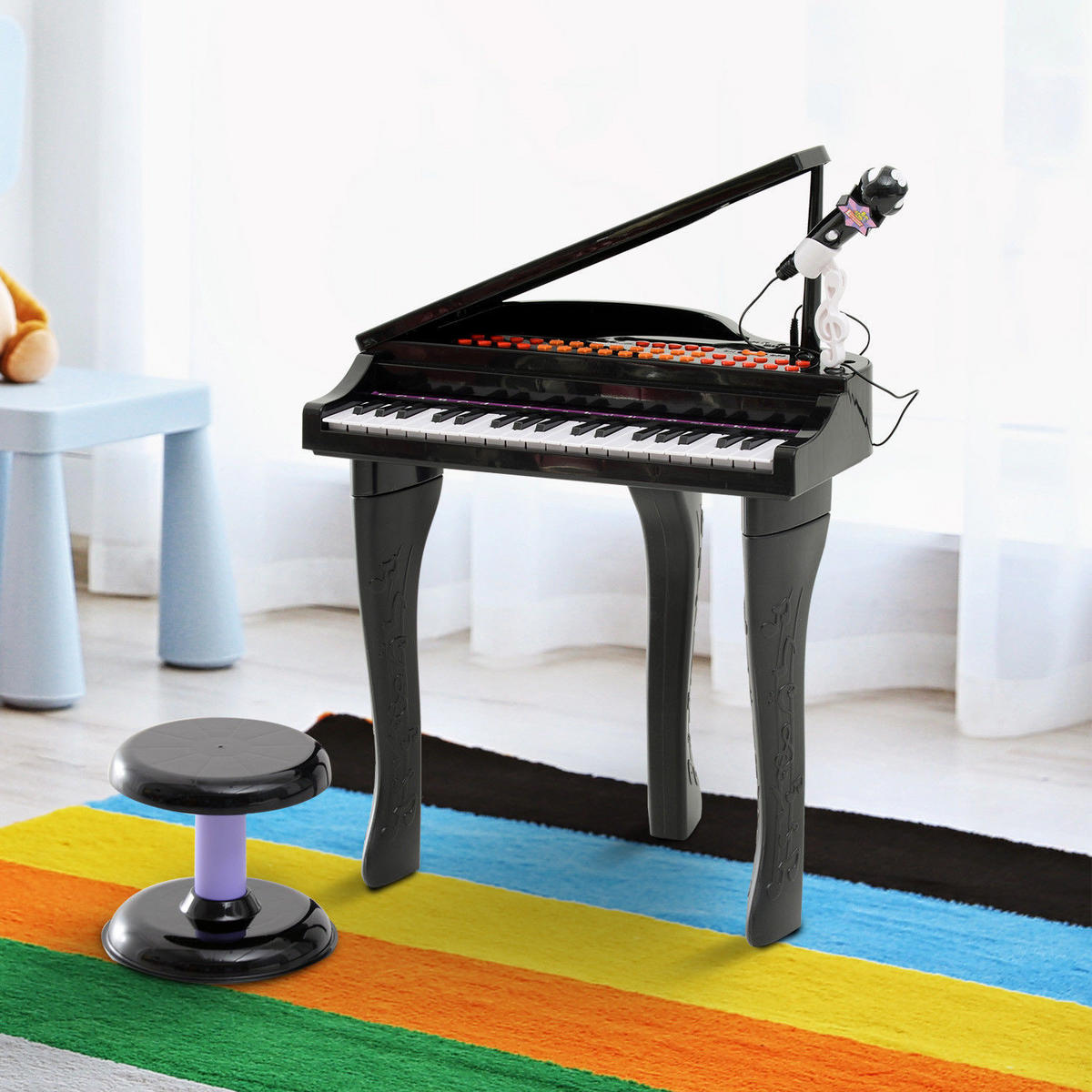 KINDER Klavier Piano - Schwarz, Kunststoff (39/69/48cm) - HOMCOM