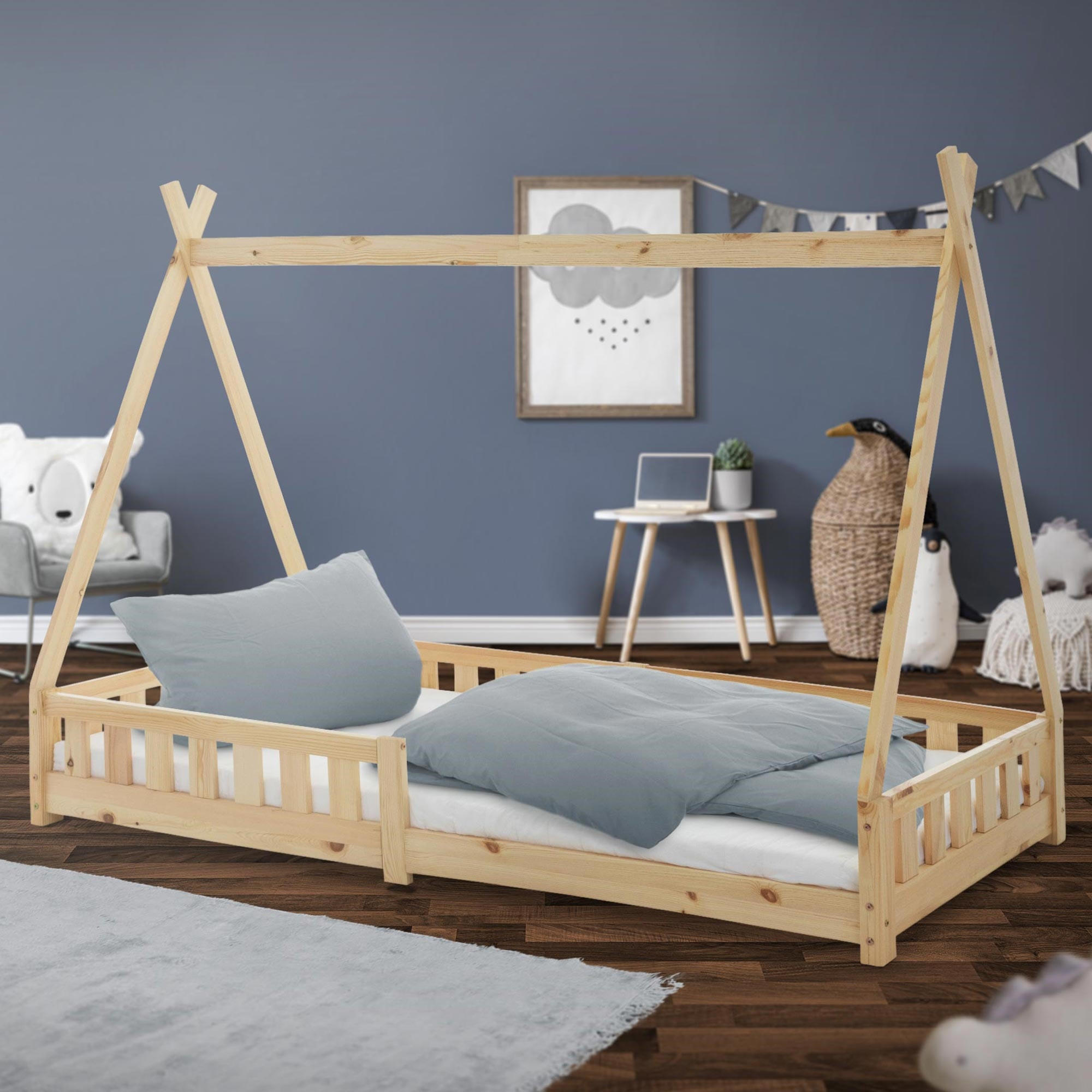 KINDERBETT Tipi 90x200 cm Natur - Naturfarben, Holz (90/200cm) - ML-DESIGN