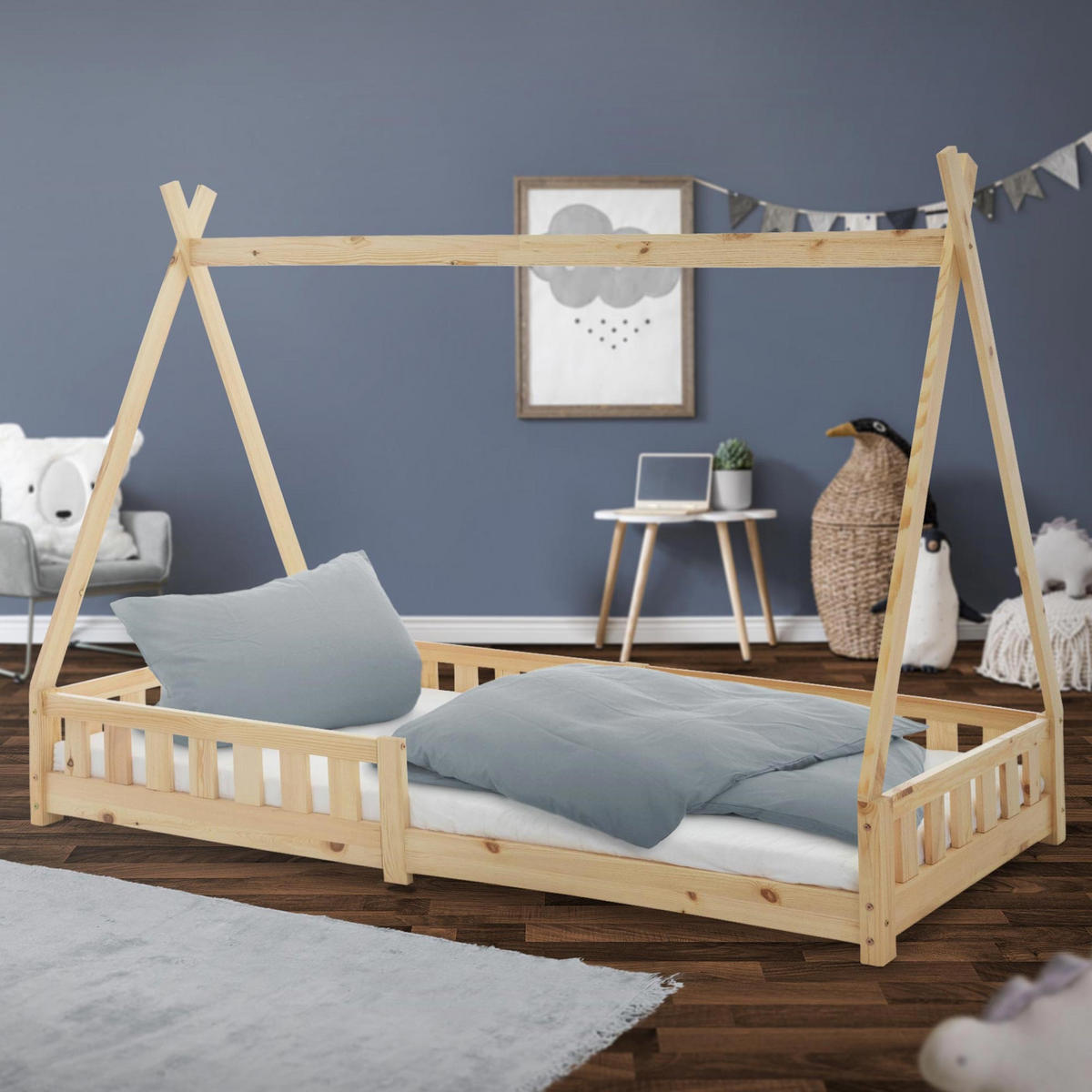 KINDERBETT Tipi 90x200 cm Natur - Naturfarben, Holz (90/200cm) - ML-DESIGN