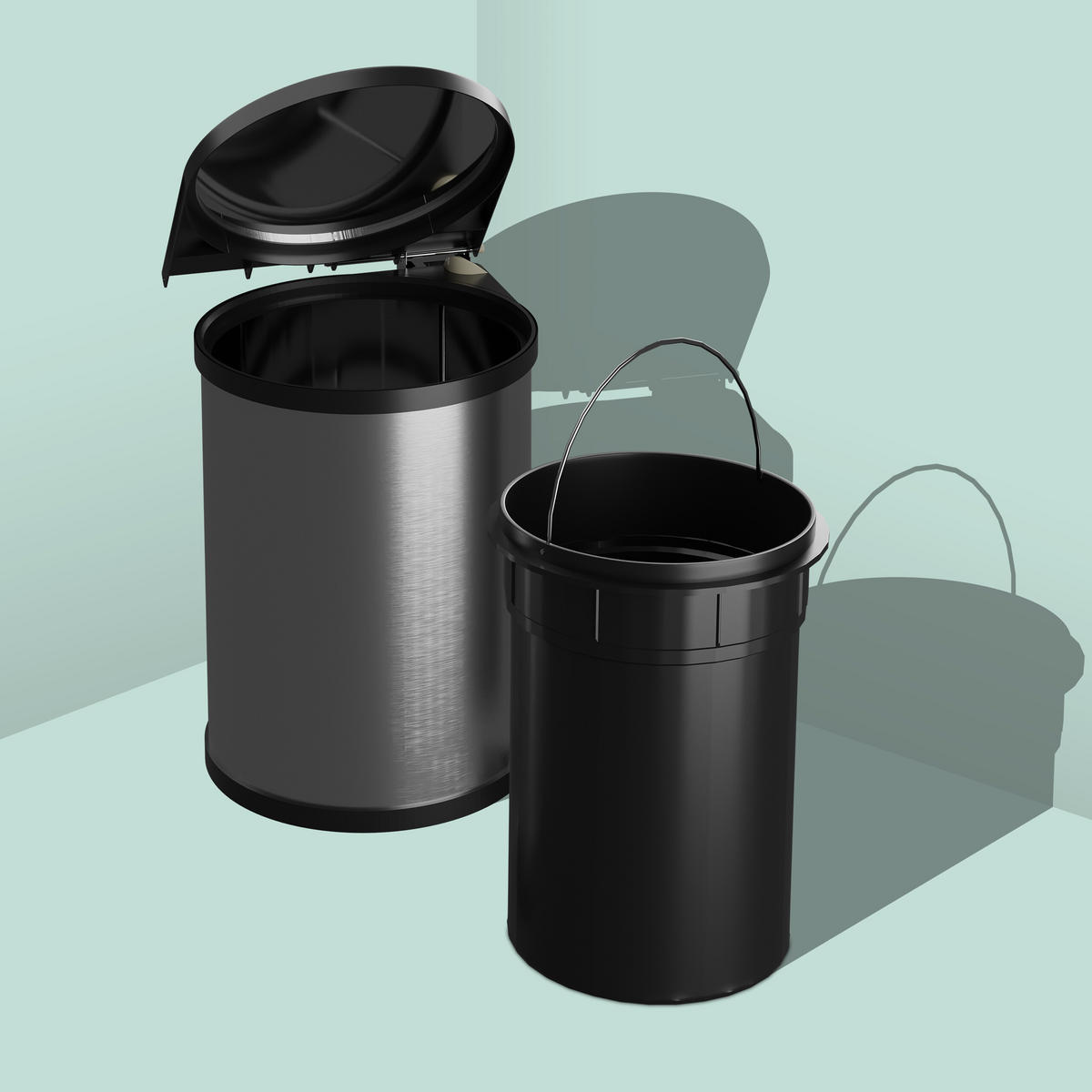 EINBAUMÜLLEIMER - Silberfarben, Kunststoff/Metall (28/37/28.5cm) - Relaxdays