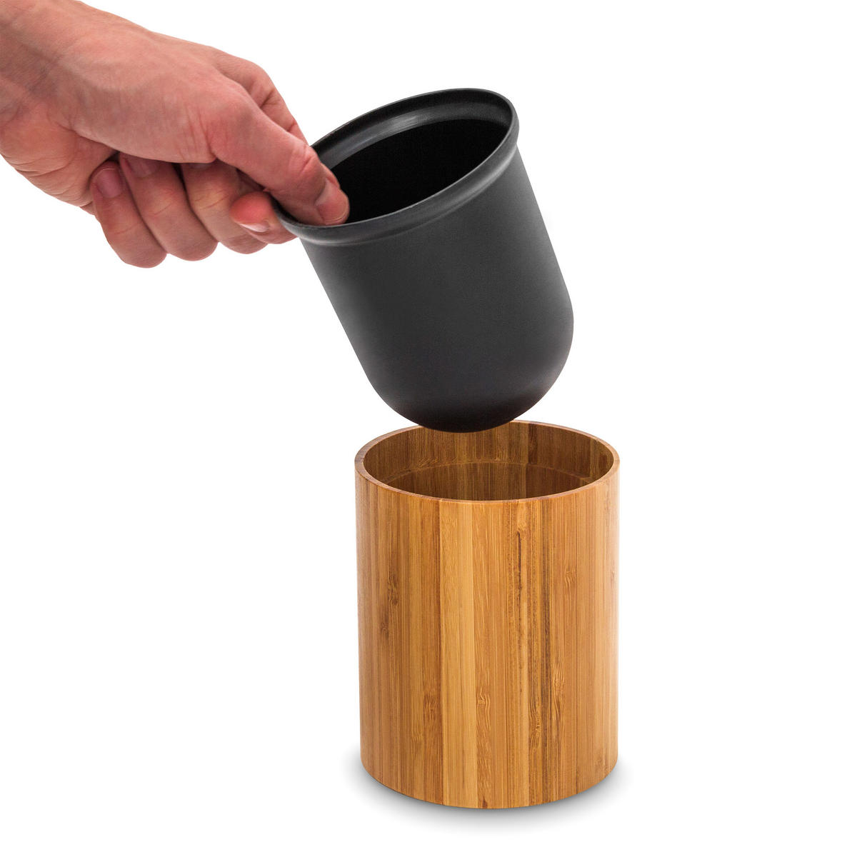 WC-BÜRSTENHALTER - Hellbraun, Holz/Kunststoff (10.4/33/10.4cm) - Relaxdays