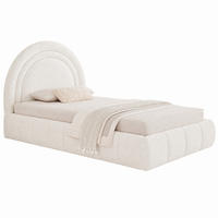 POLSTERBETT mit Stauraum 90x200 cm Bouclé Beige - Beige, Metall (90/200cm) - Meubliv