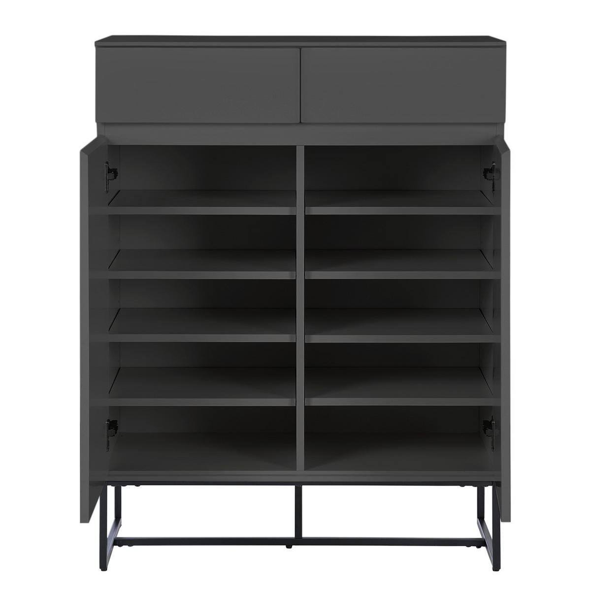 SCHUHKOMMODE mit Schubladen - MDF / Eisen - Schwarz/Grau, Holzwerkstoff/Metall (80/107/40cm) - home24