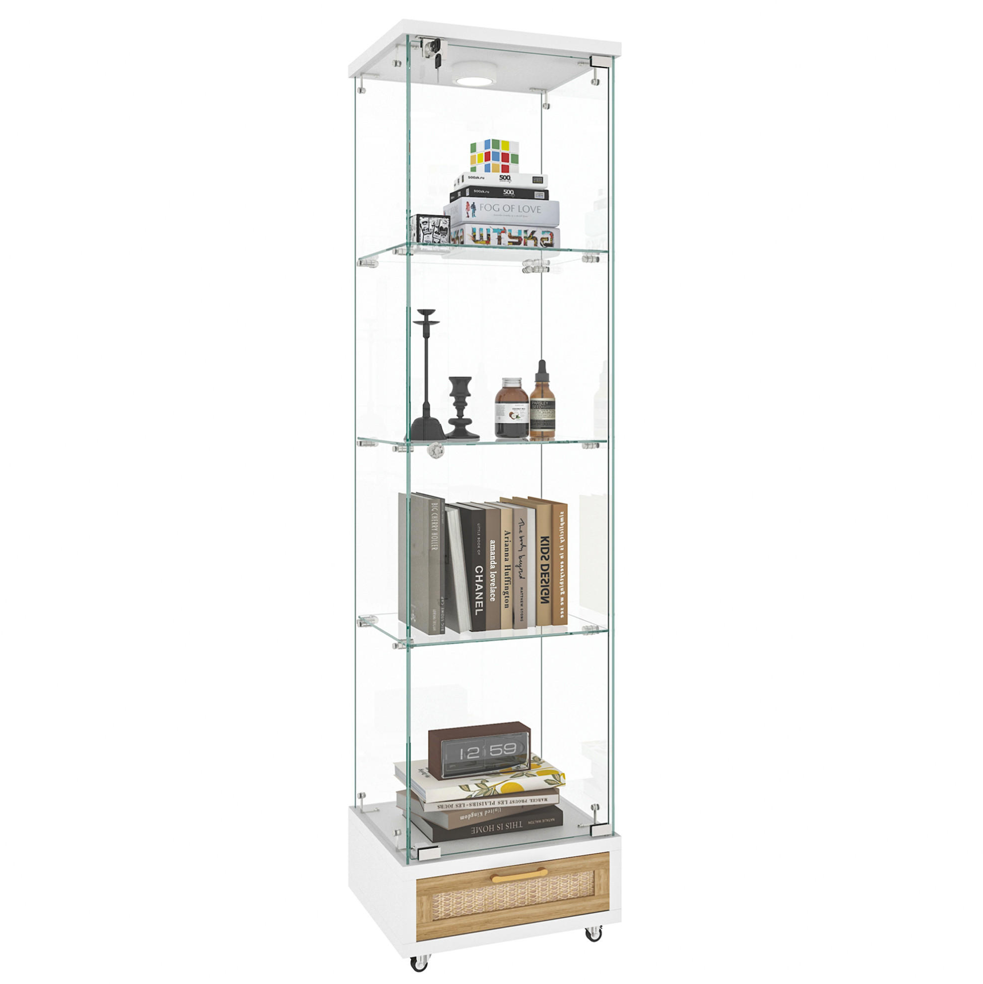 Okmyhome Vitrine Weiß 36.5x167x42.5 cm