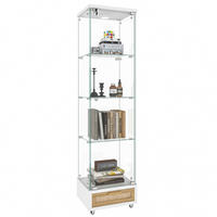 VITRINE 42.5/36.5/167 cm Weiß aus MDF und Glas mit LED-Beleuchtung - Weiß, Holzwerkstoff (36.5/167/42.5cm) - OKMYHOME