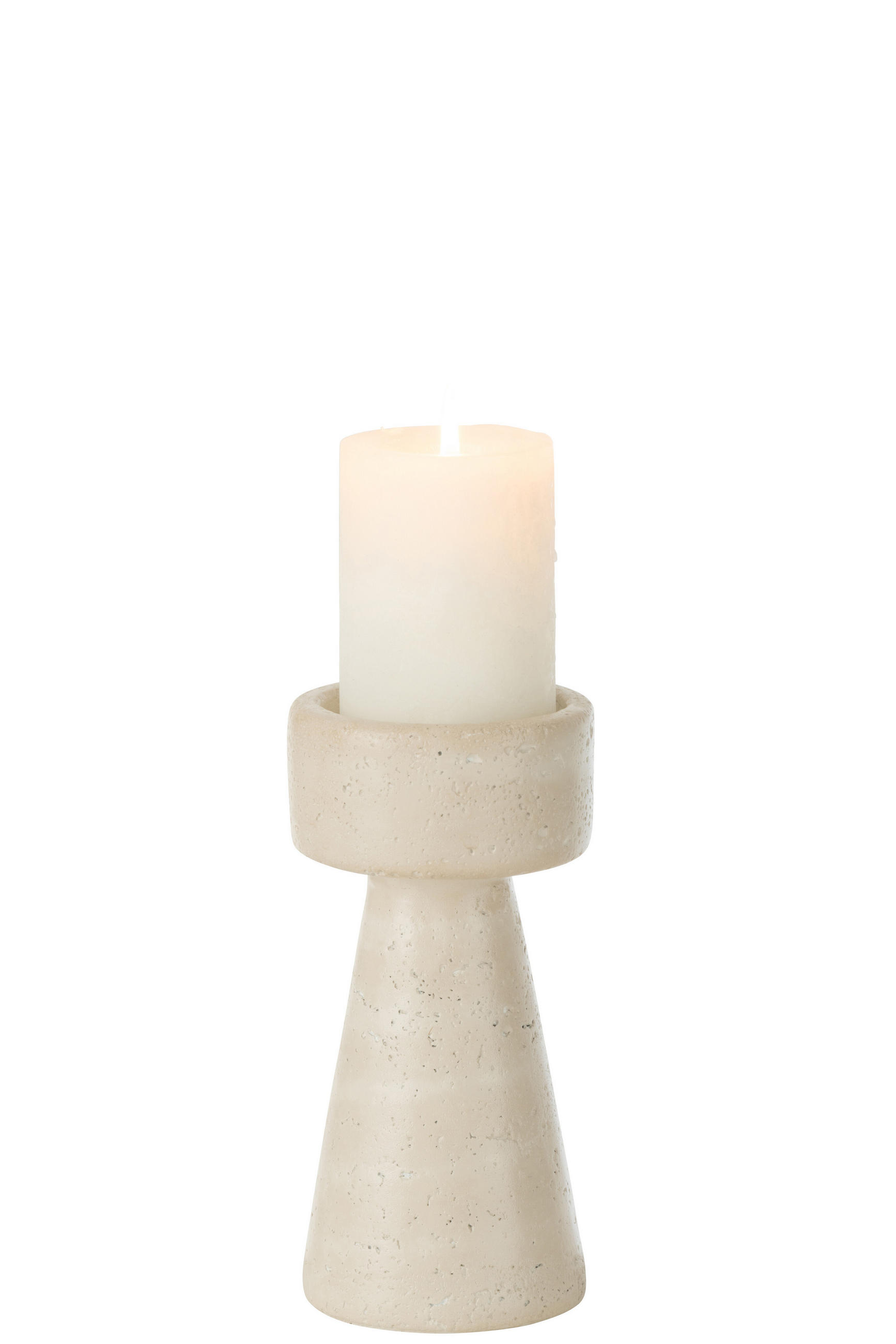 KERZENHALTER OLINA - Zement - Beige - Beige, Stein (10/20/10cm) - J-Line