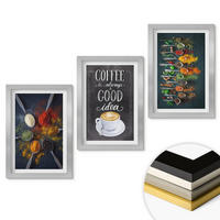 WANDBILDER 3er Set - 20x30 cm Silberner Rahmen - Gewürze, Kaffee, Kräuter, Muster - Silberfarben, Kunststoff (20/30cm) - ArtPrintCave