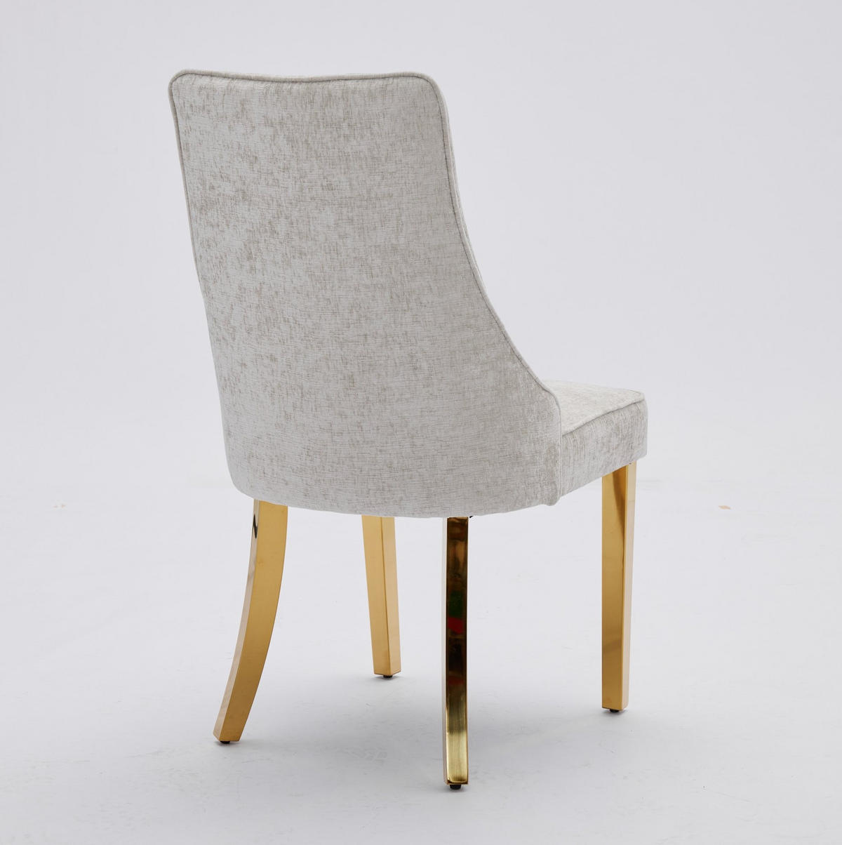 ESSZIMMERSTUHL 2er-Set mit hoher Rückenlehne Chenille Beige - Beige, Metall (50/95/65cm) - Meubliv