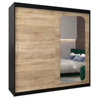 SCHWEBETÜRENSCHRANK 200/200/62 2-türig - Silberfarben/Schwarz, Holz/Kunststoff (200/200/62cm) - Abiks Möbel