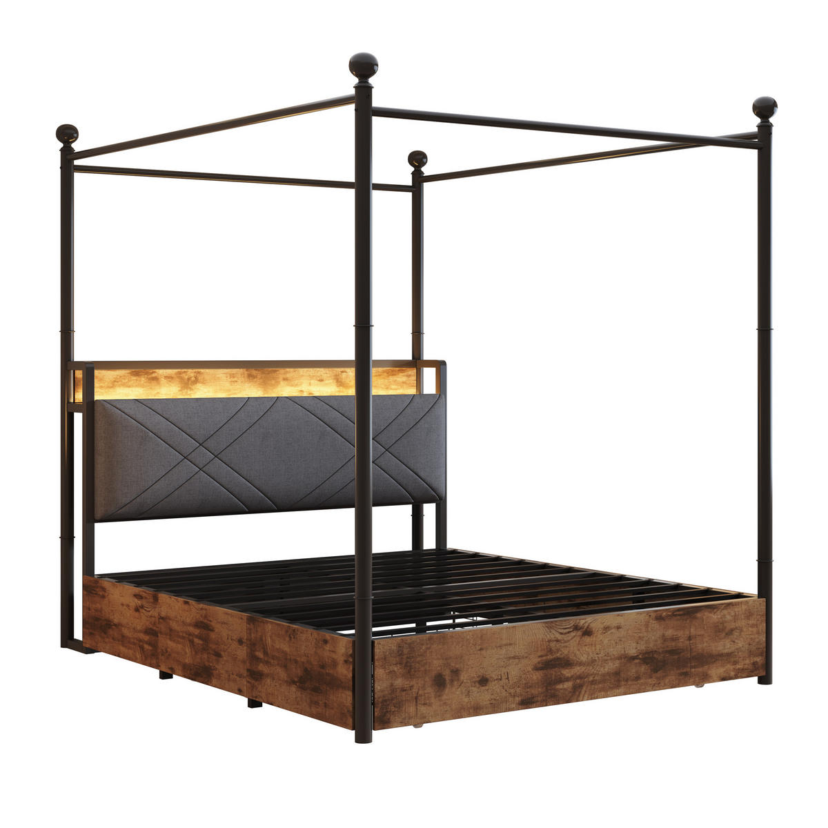 MANŽELSKÁ POSTEL 140x190 Úložný Prostor LED USB Černá - černá, kov (140/190cm) - FLIEKS
