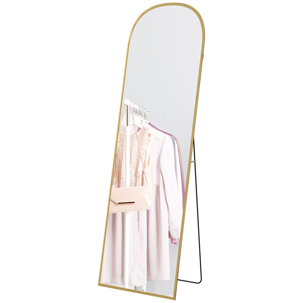 STANDSPIEGEL DE-17928 ovale Form mit goldenem Rahmen Gold - Goldfarben, Metall (50/161.5/1.5cm) - ComfortXL