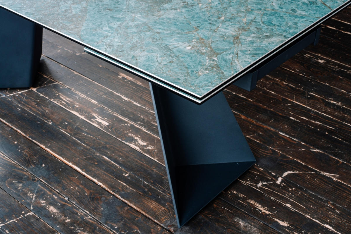 ESSTISCH LODI Grün Glas - Schwarz/Grün, Glas/Metall (200/100/76cm) - KAWOLA