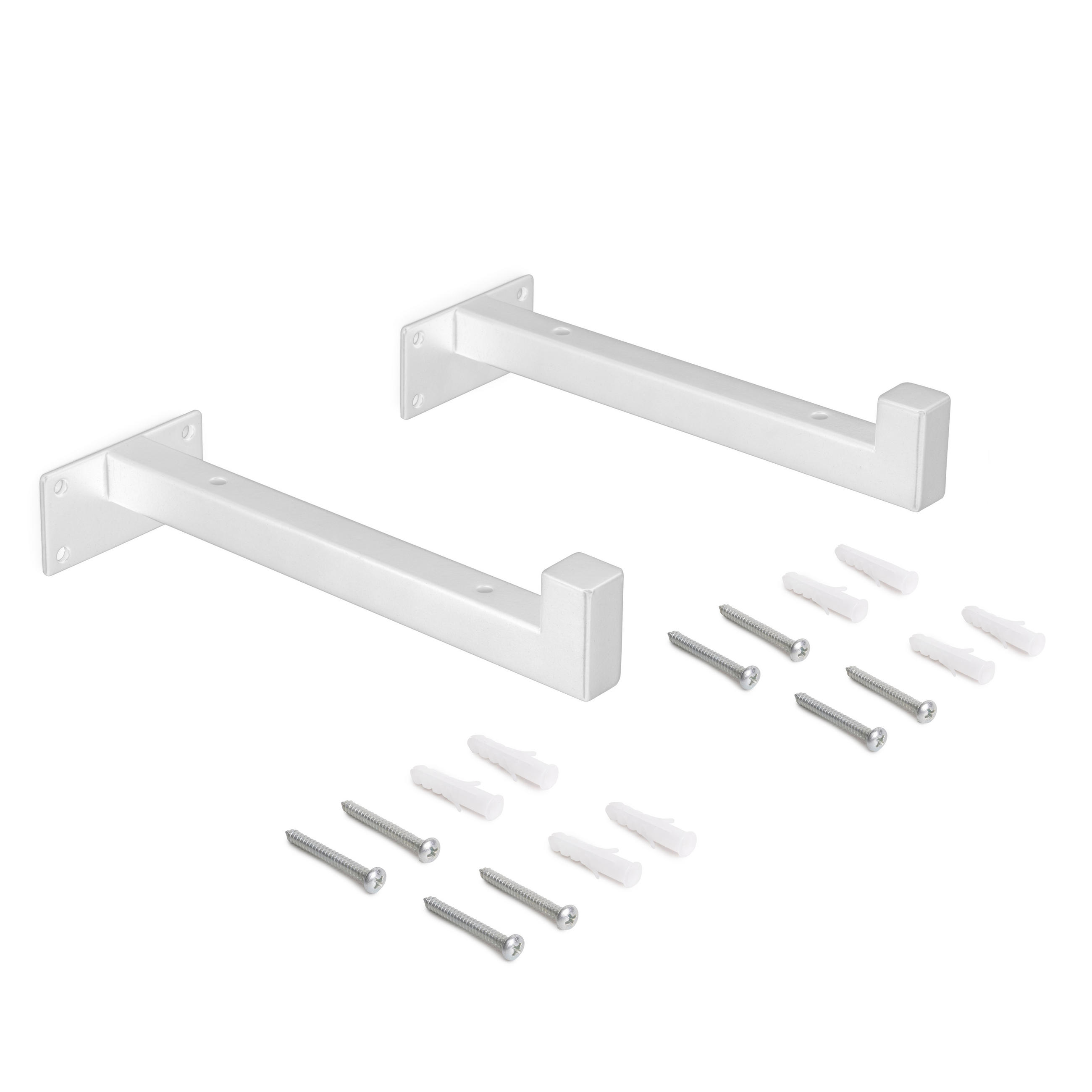 TRÄGER-SET für Regale in Holz Shelf mit Vierkantrohr, Stahl, Weiß - Weiß, Metall (6.2/8/22.2cm) - EMUCA