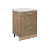KÜCHENUNTERSCHRANK R-Line Artisan-Eiche 60 cm AP Marmor - Honigeiche/Eiche Wotan, Holzwerkstoff (60/81.6/60cm) - Vicco