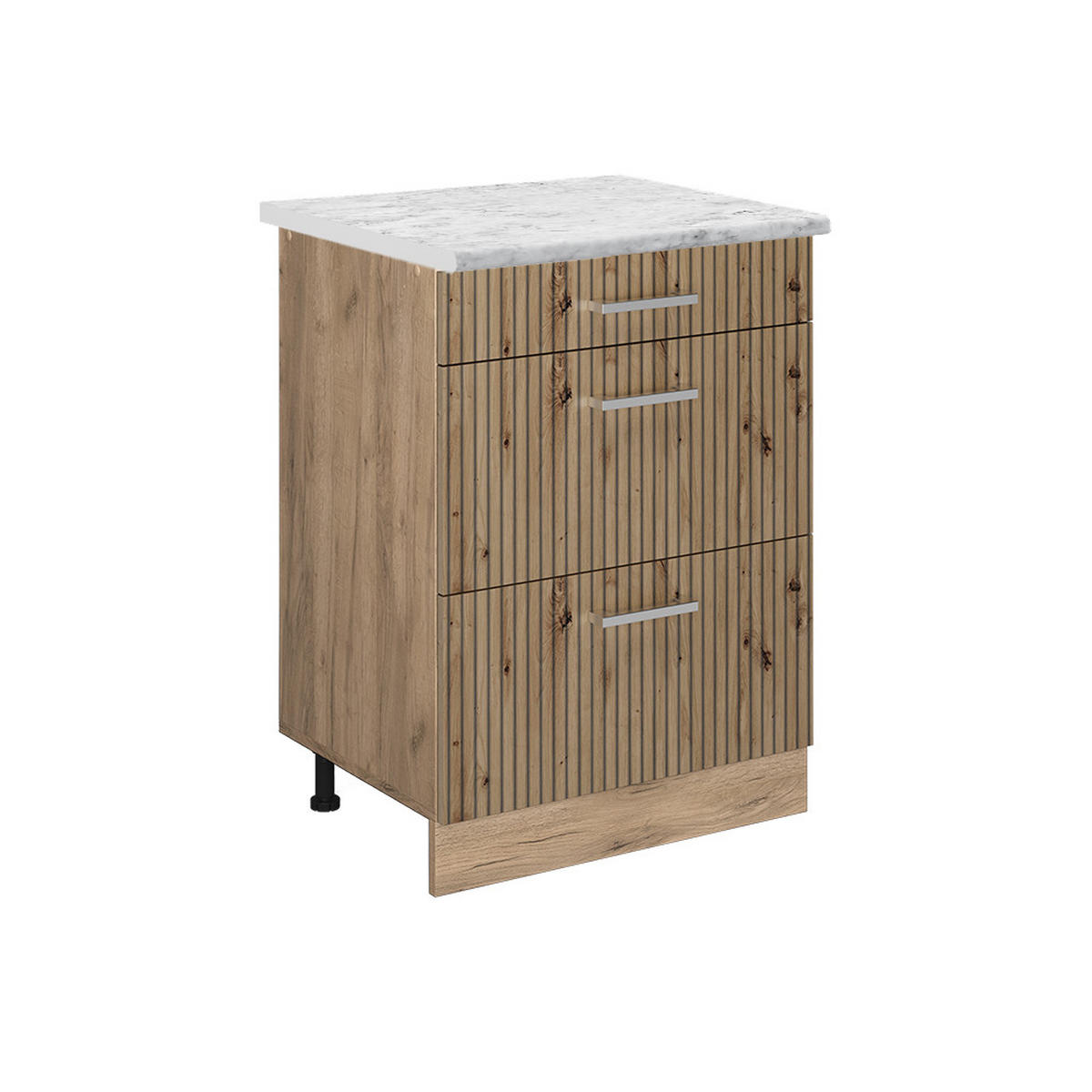 KÜCHENUNTERSCHRANK R-Line Artisan-Eiche 60 cm AP Marmor - Honigeiche/Eiche Wotan, Holzwerkstoff (60/81.6/60cm) - Vicco