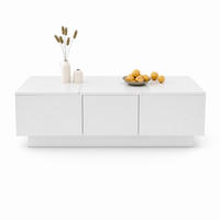 COUCHTISCH aus Spanplatte 100x50x31 cm Weiß Hochglanz mit Schubladen und verdecktem Stauraum - Weiß, Holzwerkstoff (100/50/31cm) - IVMEU