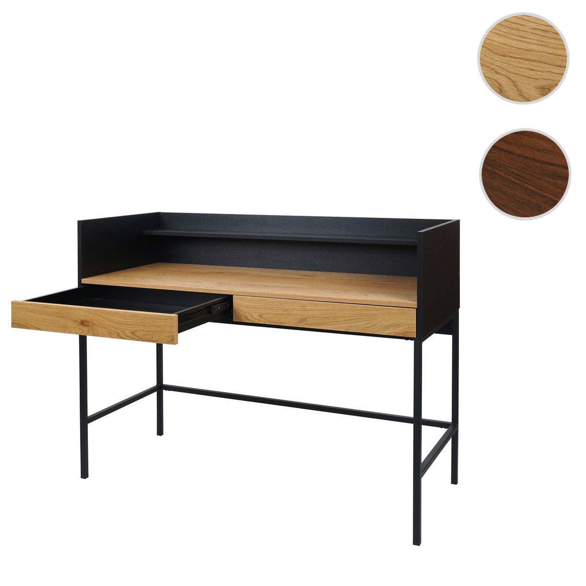 SCHREIBTISCH Schwarz, Braun - Schwarz/Naturfarben, Holz (50/120/99cm) - MCW
