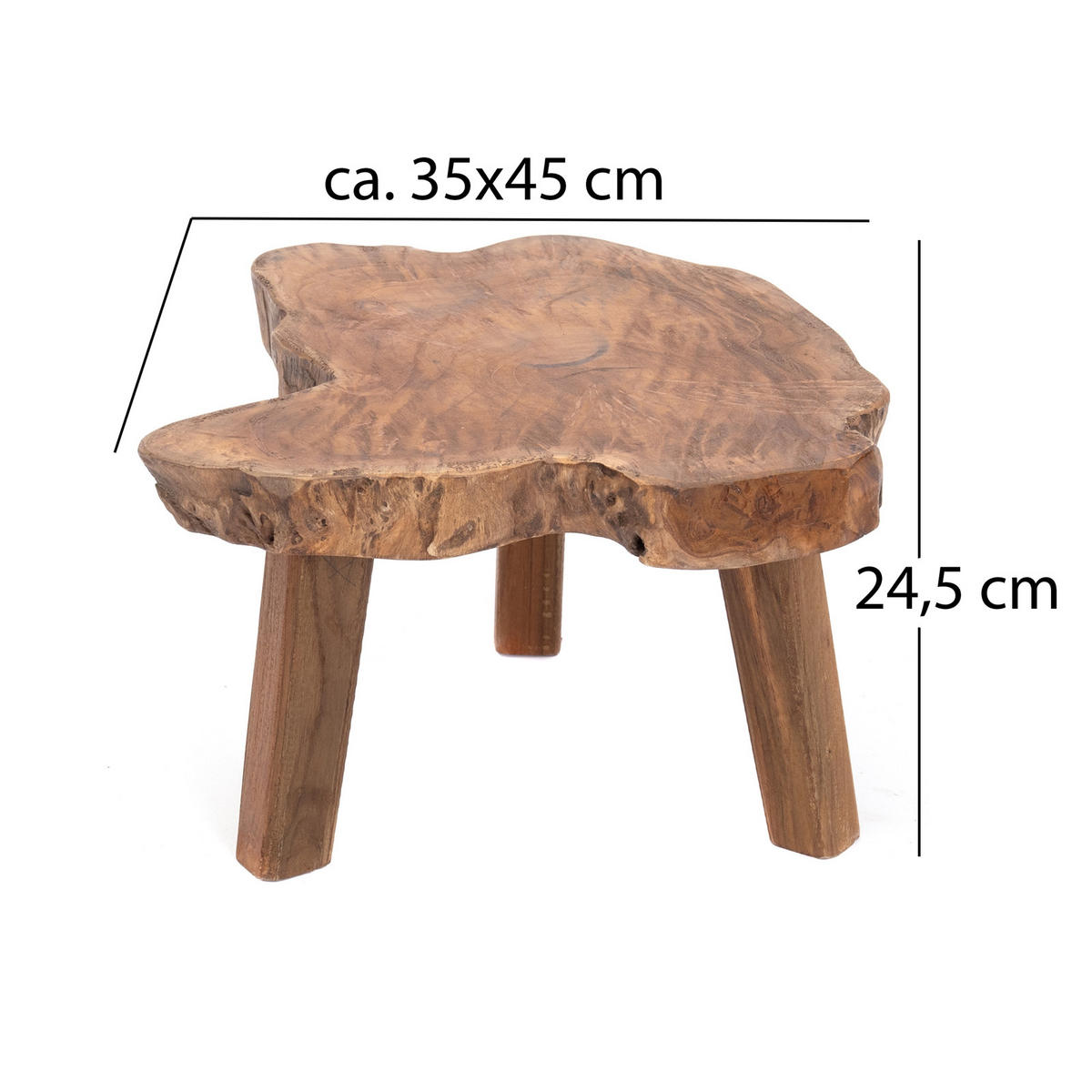 BLUMENHOCKER Slice Mahagoni Massivholz naturfarben - Naturfarben, Holz (35/45/25cm) - CREEDWOOD