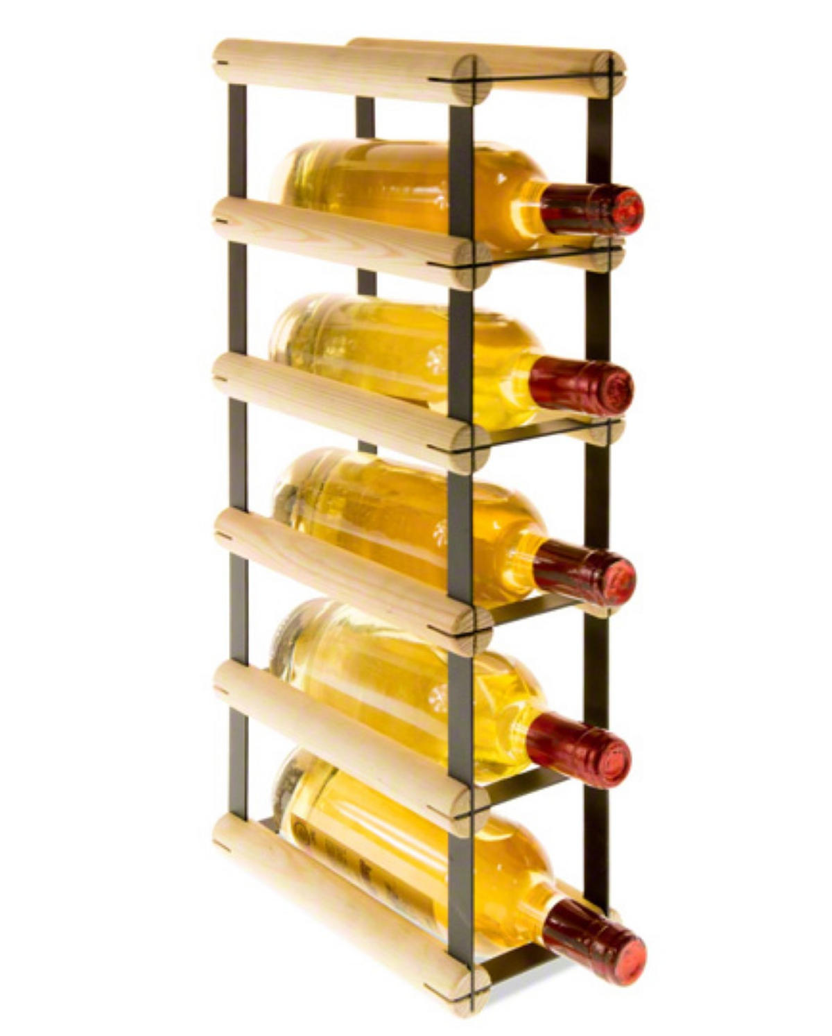 WEINREGAL Vinotega Mod Metal 52,5x12,5x24,5 cm 1x5 Flaschen Massives Kiefernholz Natur - Naturfarben, Holz (12.5/52.5/24.5cm) - PROREGAL