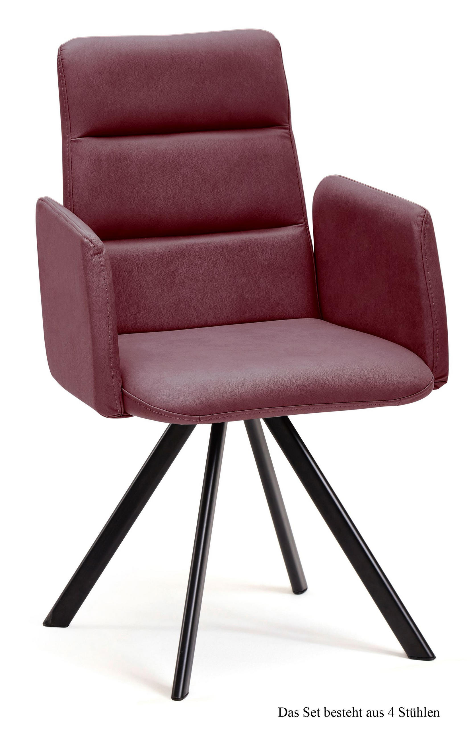 ARMLEHNSTUHL (4er-Set) Deane 52x92x60 Schwarz/Marsala - Brombeere/Schwarz, Kunststoff (60/92/52cm) - 58aufmkessel