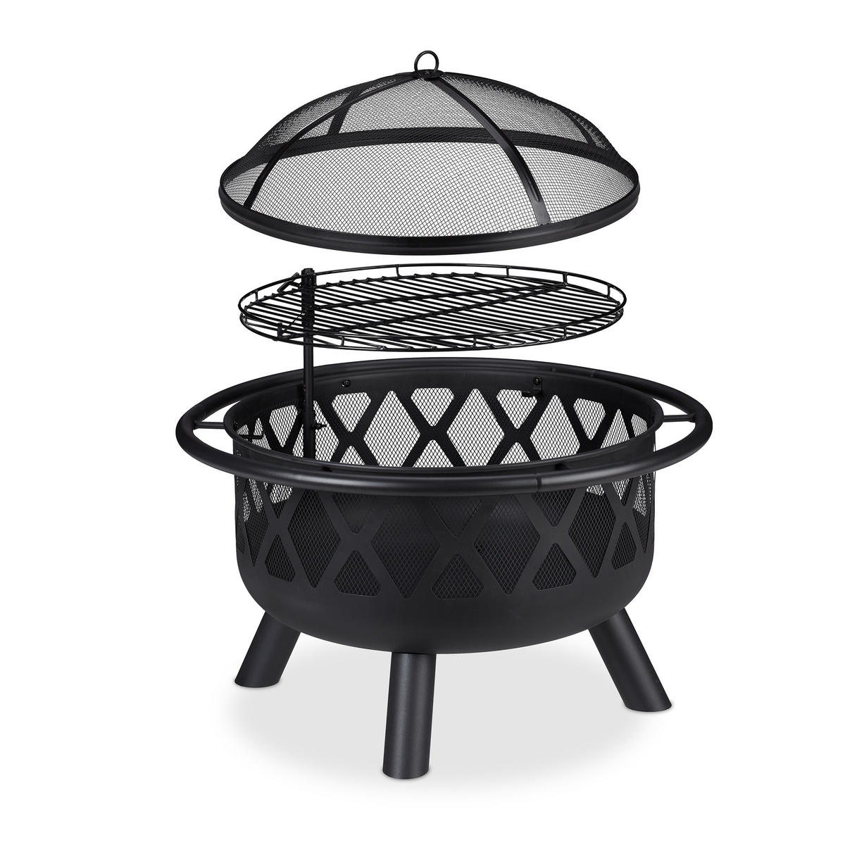 FEUERSCHALE - Schwarz, Metall (75/68.5/75cm) - Relaxdays